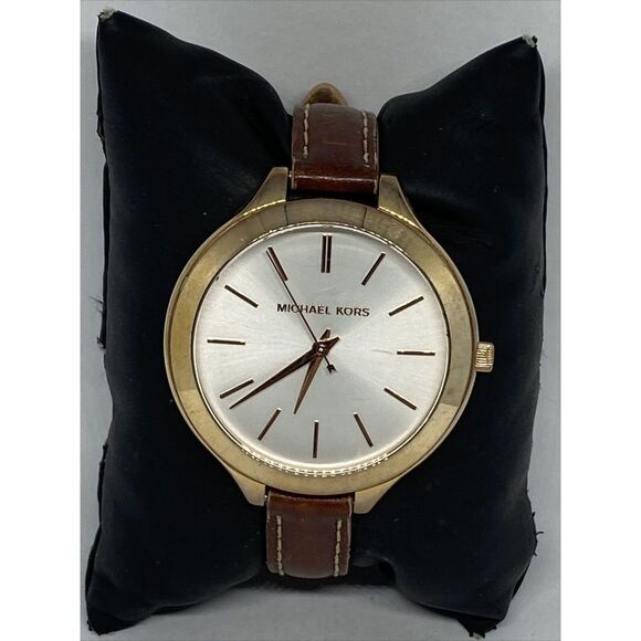 Michael Kors Runway MK2284 Women's Brown Leather Analog Dial Quartz Watch UC882 - Picture 3 of 12